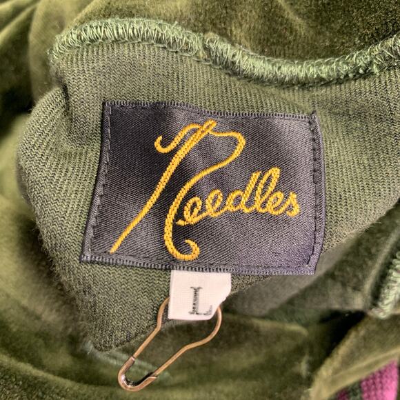 NEEDLES Size L Green Purple Velvet Cotton Blend Hooded Sweatshirt - Picture 5 of 6